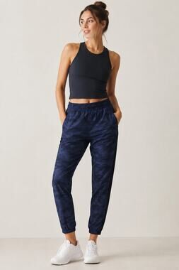 Athleta Brooklyn Textured Jogger 4 Navy Blue Camo Camouflage Pants Side Stripe